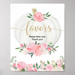 Herbstblumenkürbis pinkfarbene Golddusche Baby Gef Poster
