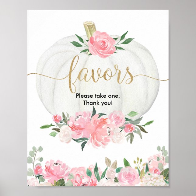 Herbstblumenkürbis pinkfarbene Golddusche Baby Gef Poster (Vorne)