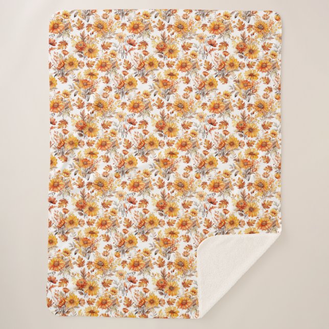 Herbstblumenmuster B01 Sherpadecke (Vorderseite)
