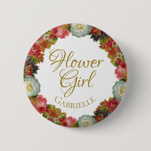 Herbstblumenwreath Wedelblumenmarke Button