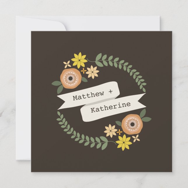 Herbstblumenzeremonie von Brautpaaren Einladung (Vorderseite)