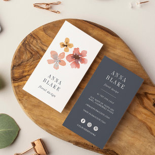 Herbstblüte   Wasserfarben Vertikal Visitenkarte