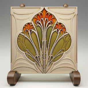 Herbstblüten Art Nouveau Fliese