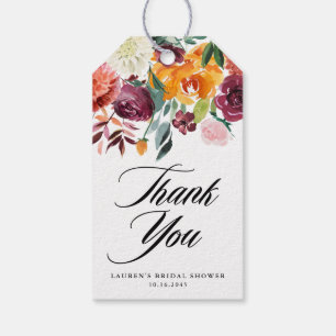 Herbstblüten Florale Hochzeitsdusche Danke Geschenkanhänger