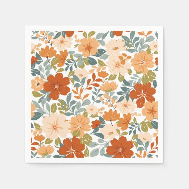 Herbstblüten - Herbstgarten Serviette (Vorderseite)