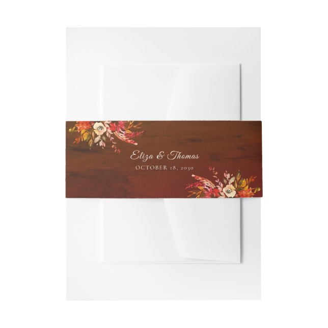 Herbstblütendusche Marbled Brown Wedding Einladungsbanderole (Vorderseite Beispiel)