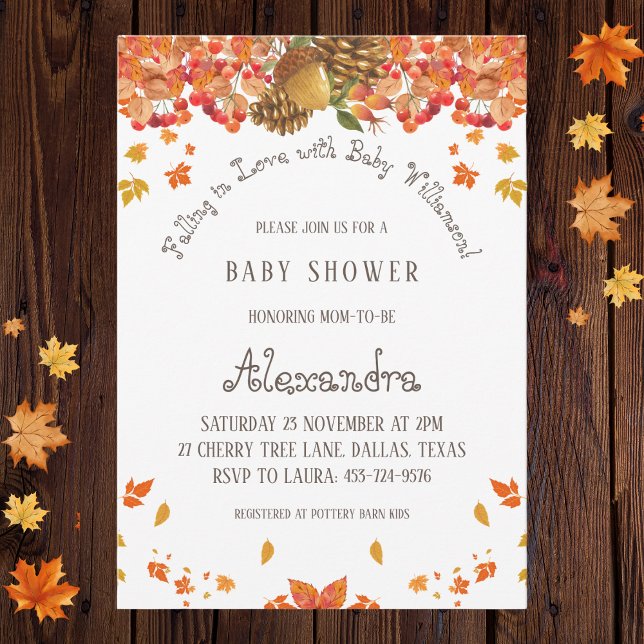 Herbstboho Floral Fallend in Liebe Baby Shower Inv Einladung (Von Creator hochgeladen)