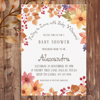 Herbstboho Floral Fallend in Liebe Kinderdusche Einladung