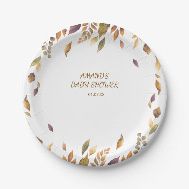 Herbstboho Rustic Baby Dusche Pappteller (Vorderseite)