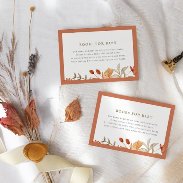 Herbstbotanische Whimsy Herbst Babydusche Begleitkarte (An adorable fall-themed books for baby enclosure card!)