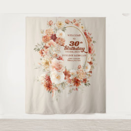 Herbstbouquet Terracotta Rosa Groovy 30. Geburtsta Wandteppich