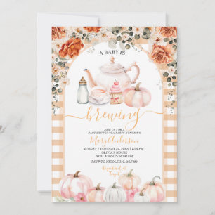 Herbstbrauen Rosa Blumentee Party Babydusche Einladung