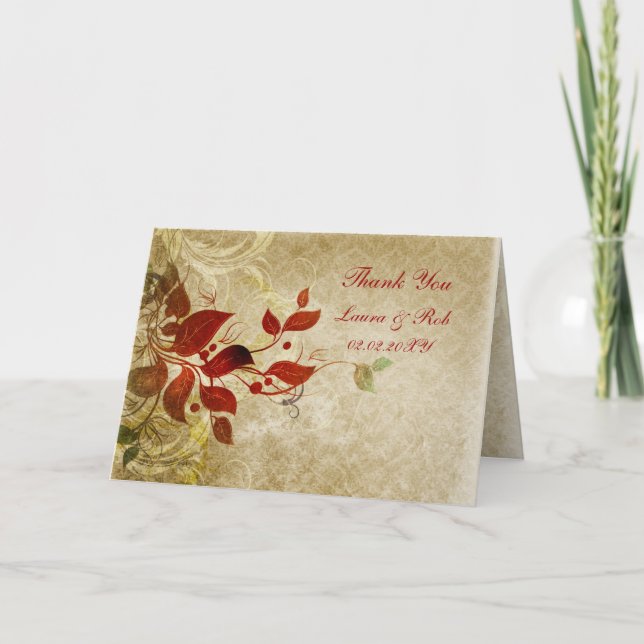 Herbstbraun Hochzeit Danke (Vorderseite)