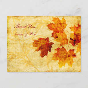Herbstbraun Hochzeit Danke Postkarte