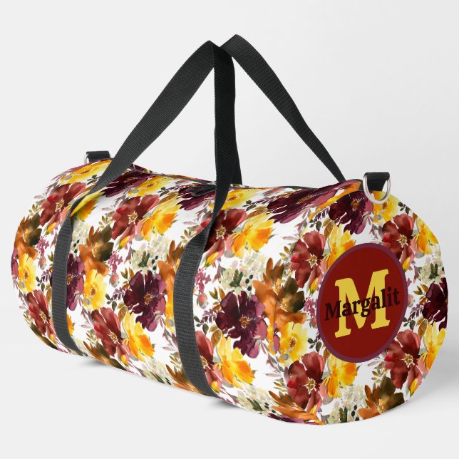 Herbstbraun orange Herbstfarben groß Duffle Bag (Linke Ecke)
