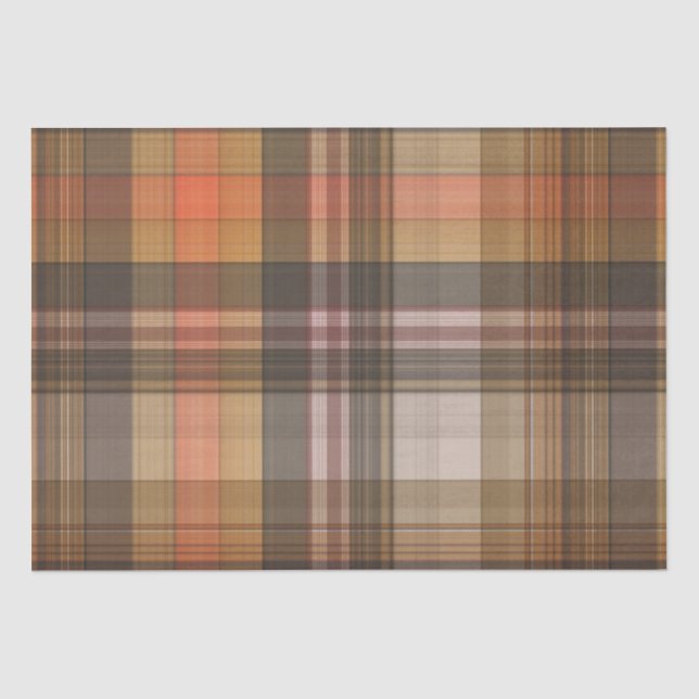 Herbstbraun und Orange Kariert Seidenpapier (Vorderseite)