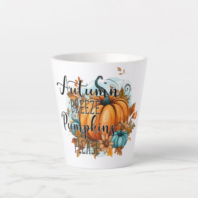 Herbstbrise, Pumpkins Bitte - Gemütliche Herbstunt Milchtasse (Vorderseite)
