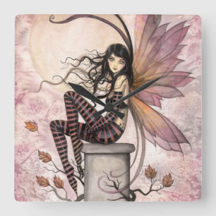 Herbstbrisen Feen Fantasy Kunst von Molly Harrison Quadratische Wanduhr