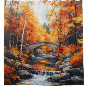 Herbstbrücke Duschvorhang