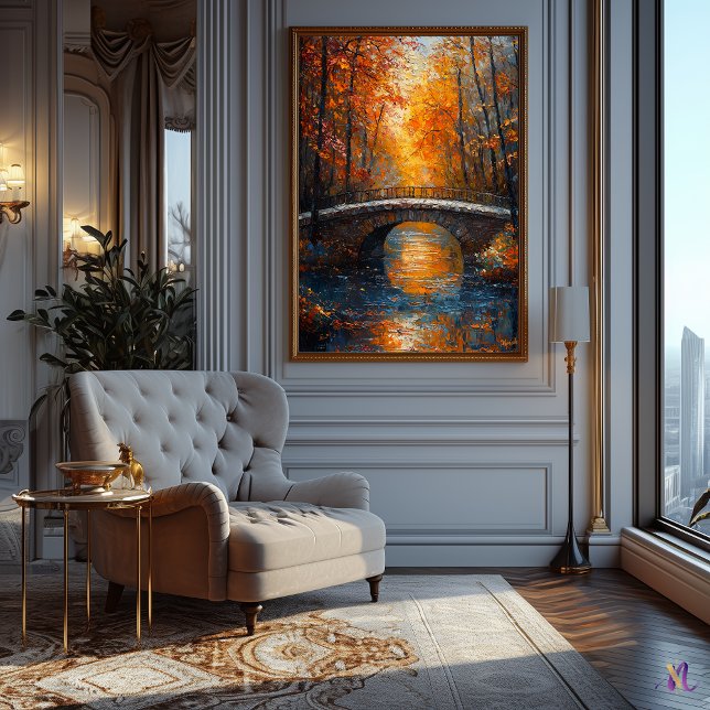 Herbstbrücke über den Serene-Fluss im Impressionis Poster (Von Creator hochgeladen)