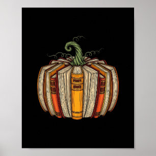 Herbstbuch Kürbis Halloween Thanksgiving Buchliebh Poster