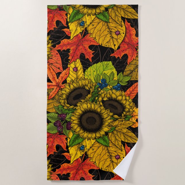 Herbstbukett auf schwarz strandtuch (Vorderseite)
