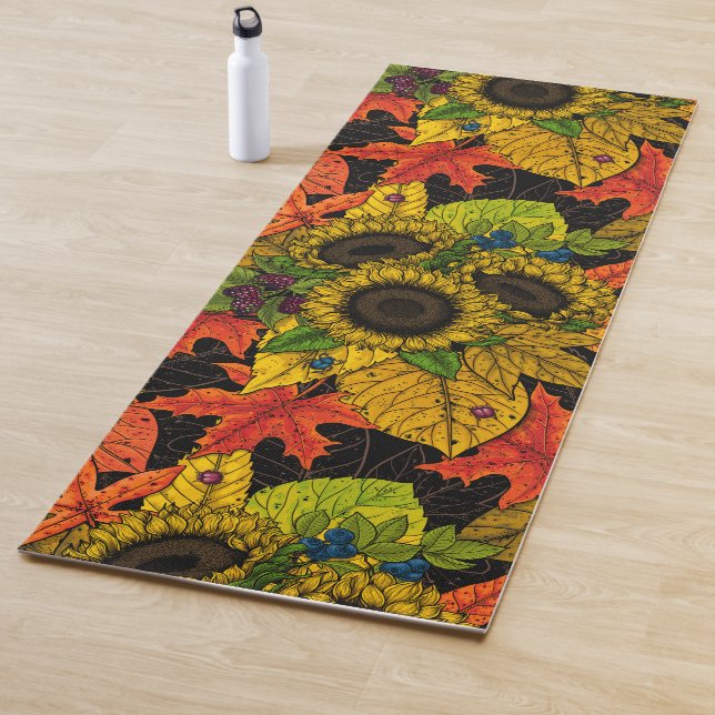 Herbstbukett auf schwarz yogamatte (Beispiel)