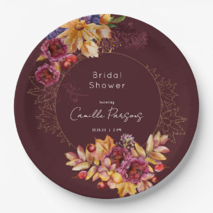 Herbstburgund Moody-Brautparty Pappteller