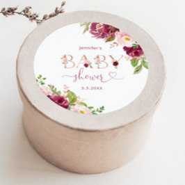 Herbstburgundische Blütendusche Runder Aufkleber