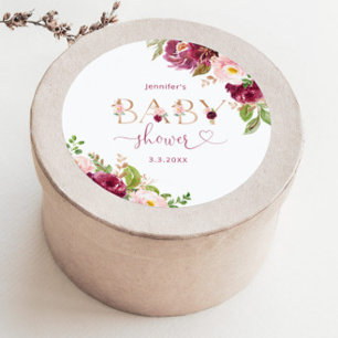 Herbstburgundische Blütendusche Runder Aufkleber