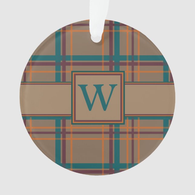 Herbstchic Karierte Acrylschmuck Ornament (Vorderseite)