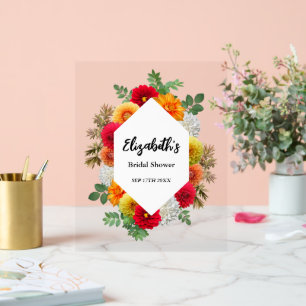 Herbstdahlia Floral Fall Brautparty Acrylschild