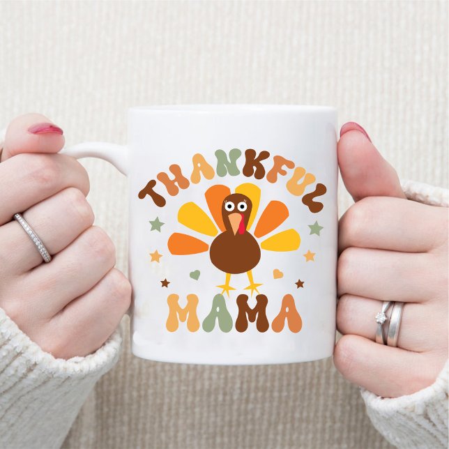 Herbstdankenswerter Mama Niedlich Gobble Erntedank Tasse (Autumn Thankful Mama Cute Gobble Thanksgiving Mug)