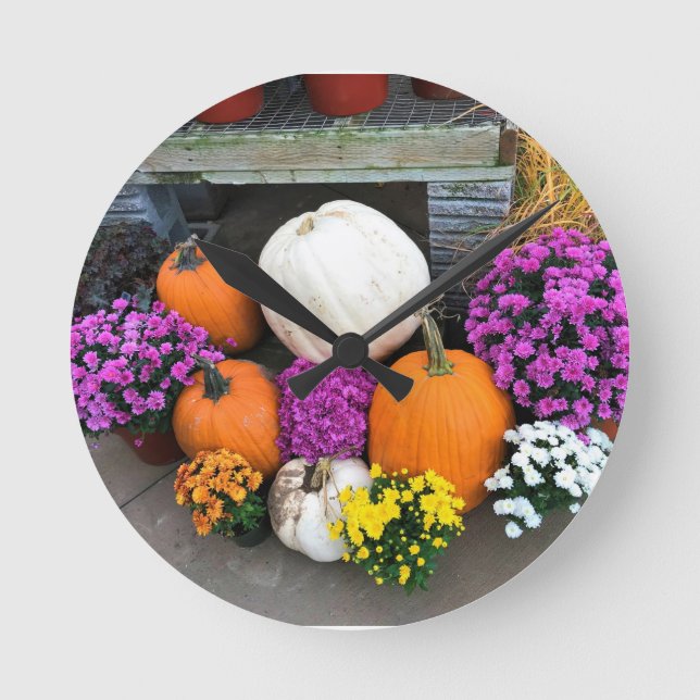 Herbstdekor Runde Wanduhr (Vorderseite)