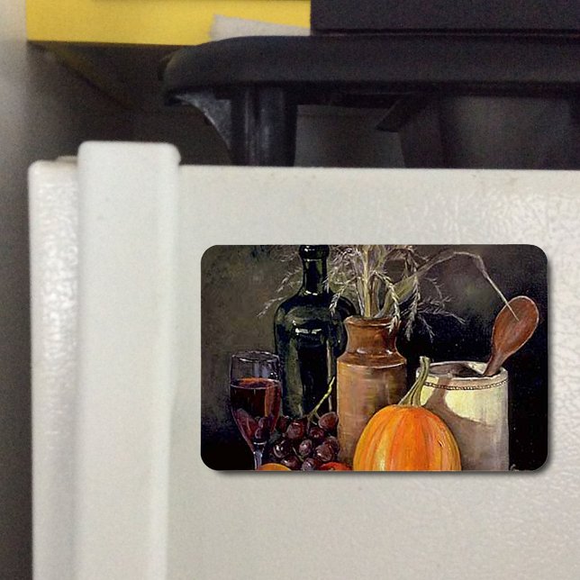 Herbstdekorationen am Tisch, Kürbis, Früchte, Getr Magnet (Autumn Table Decor Pumpkin, Fruit, Drink Flexible Magnet)