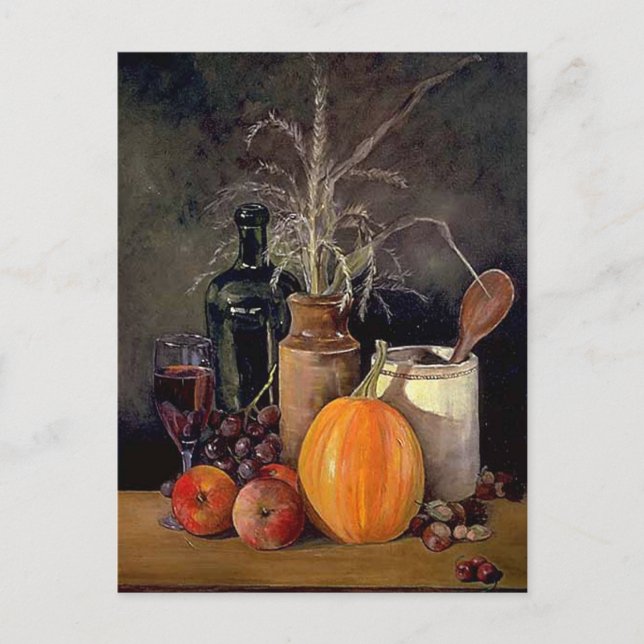 Herbstdekorationen auf Tabelle Postkarte (Vorderseite)