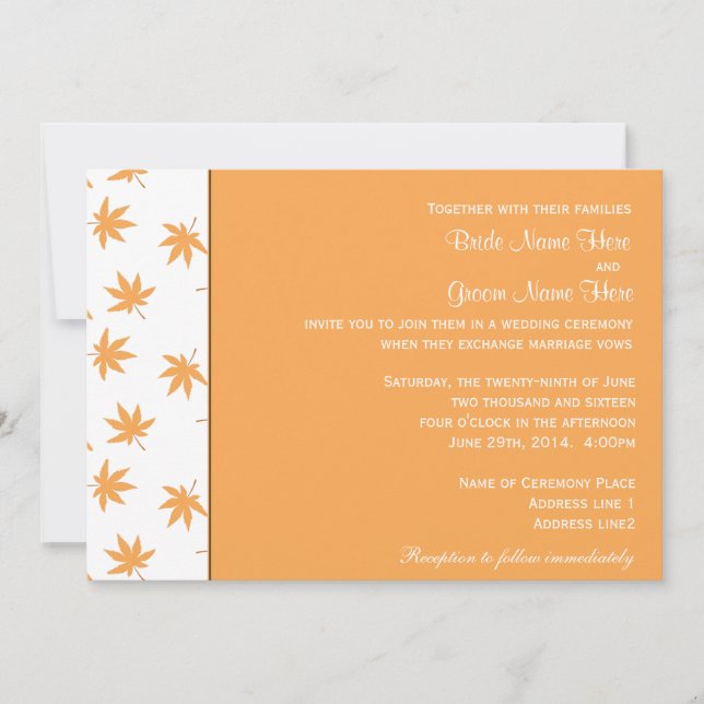 Herbstdekorative Blätter Einladung (Vorderseite)