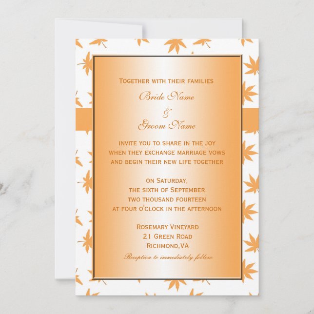 Herbstdekorative Blätter Einladung (Vorderseite)