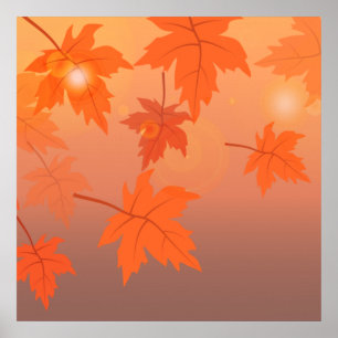Herbstdesign mit Ahornblättern und Bokeh-Effekt  Poster