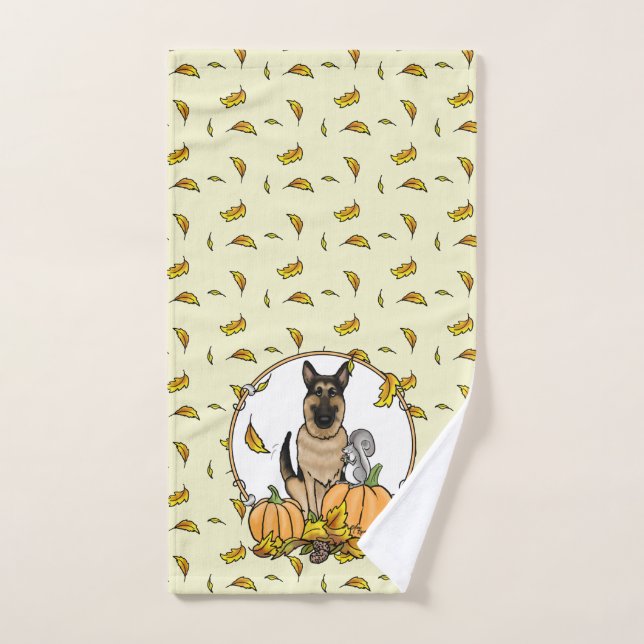 Herbstdeutscher Schäferhund (schwarz-braun) Pumpki Badhandtuch Set (Handtuch)