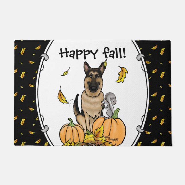 Herbstdeutscher Schäferhund (schwarz-braun) Pumpki Fußmatte (Vorderseite)