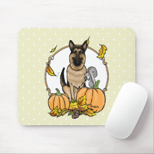 Herbstdeutscher Schäferhund (schwarz-braun) Pumpki Mousepad