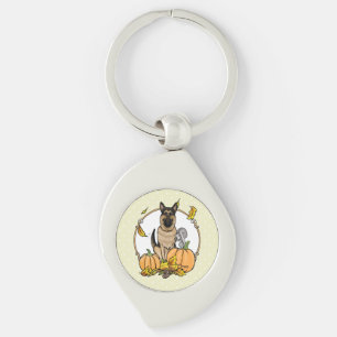 Herbstdeutscher Schäferhund (schwarz-braun) Pumpki Schlüsselanhänger
