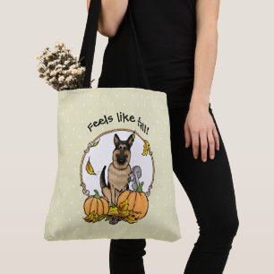 Herbstdeutscher Schäferhund (schwarz-braun) Pumpki Tasche