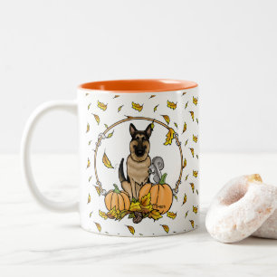 Herbstdeutscher Schäferhund (schwarz-braun) Pumpki Zweifarbige Tasse