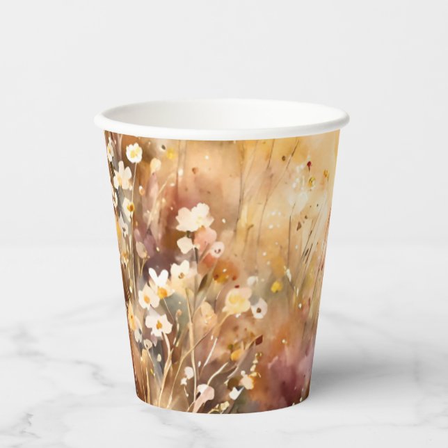 Herbstduisy-Wildblumen Wasserfarbenhochzeit Pappbecher (Vorderseite)
