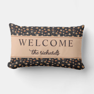 Herbstdunkel Moody Terracotta Floral Welcome Zuhau Lendenkissen