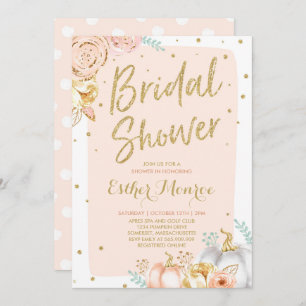 Herbstdusche Einladung Blush Pink und Gold