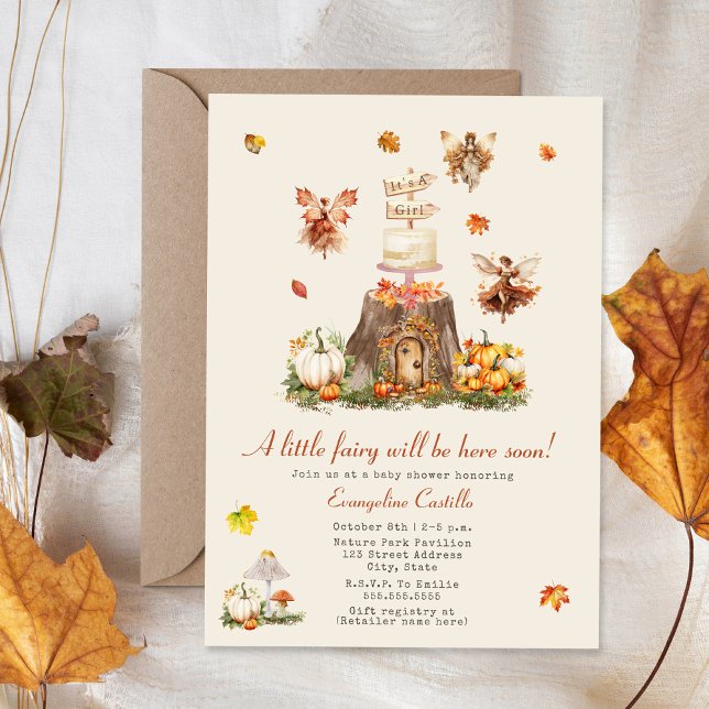 Herbstdusche Fairy Woodland Girl Baby Einladung (Von Creator hochgeladen)