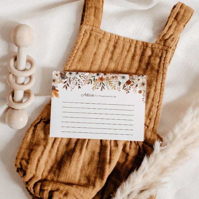 Herbstdusche Hinweiskarte (Cozy in Bloom Baby Shower Advice Card)